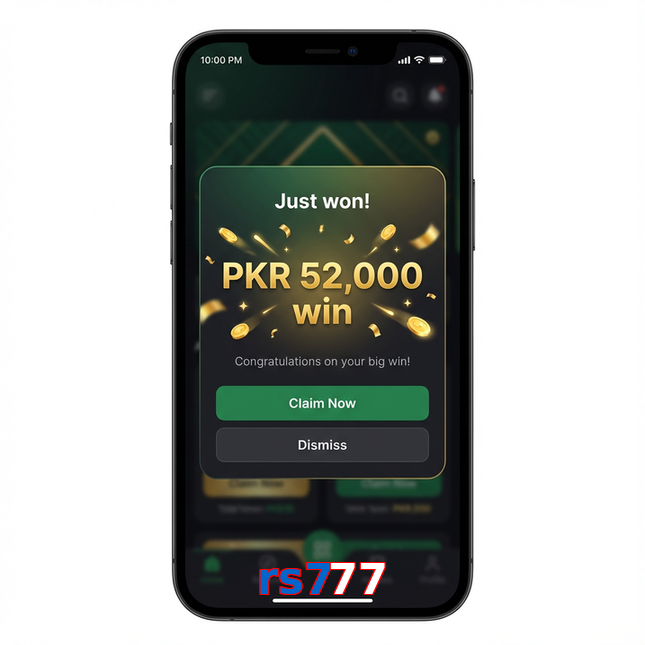 Main screen of Rs777 win page for PK players